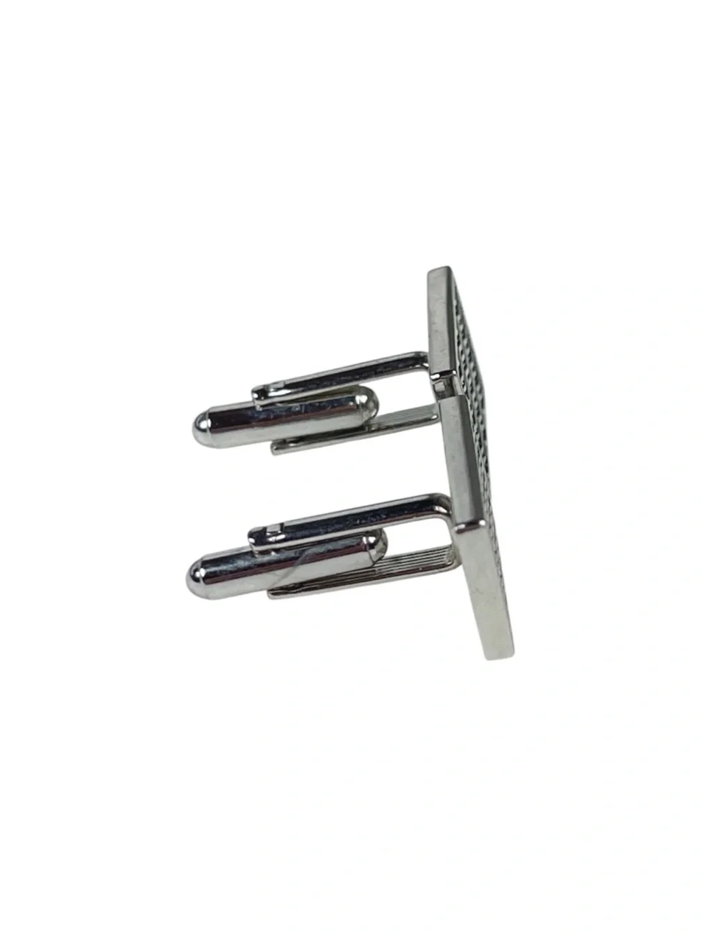 Men's Vintage Silver Rectangular Wave Pattern Cufflinks